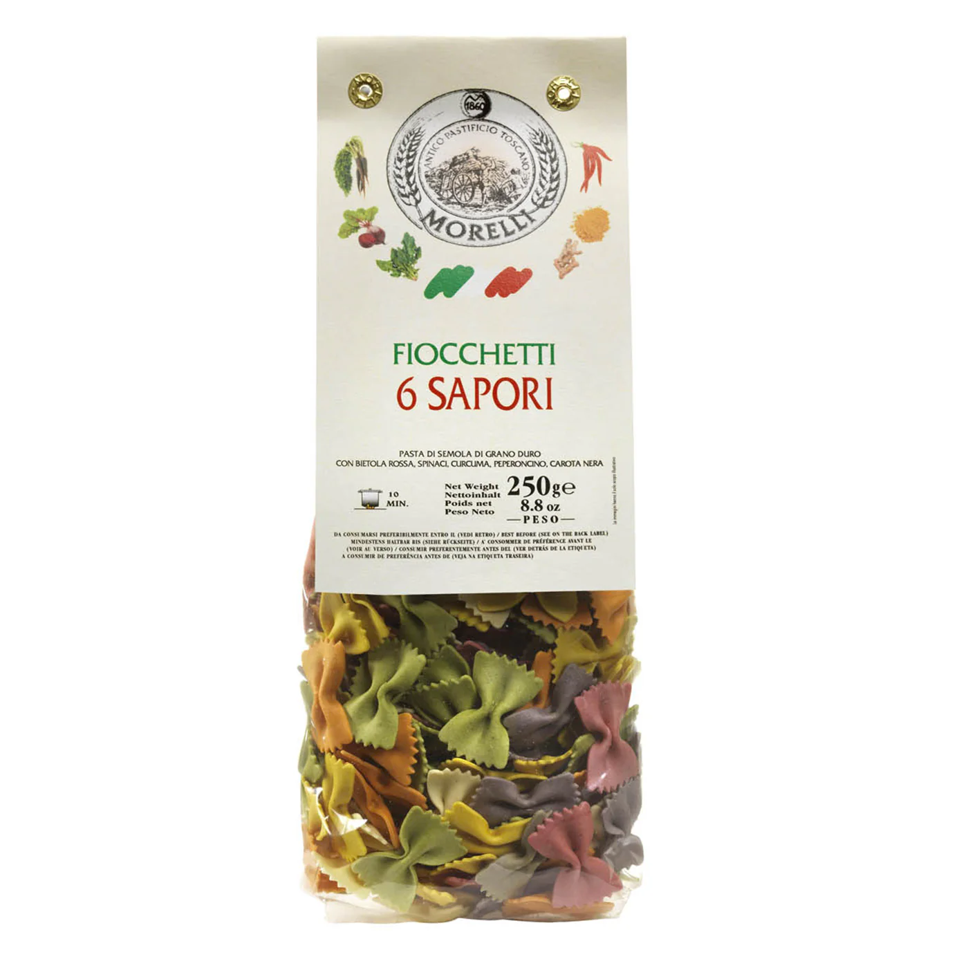 Fiocchetti aux 6 saveurs en semoule de blé dur 250g